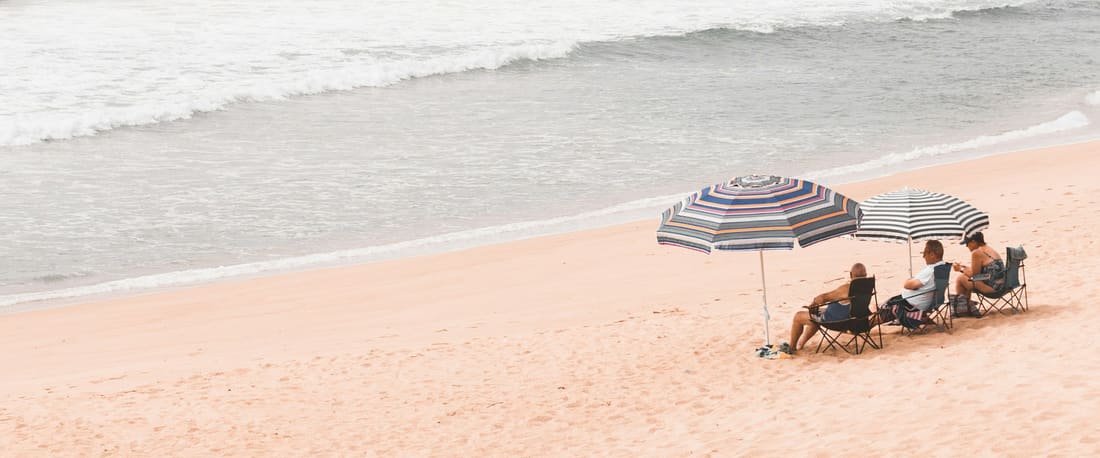 Beach umbrellas on the sand at Umdloti